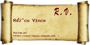 Rács Vince névjegykártya