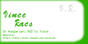 vince racs business card